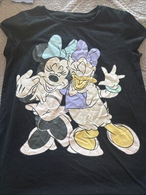Kids Black Minnie & Daisy Graphic Tee with Pastel Accents